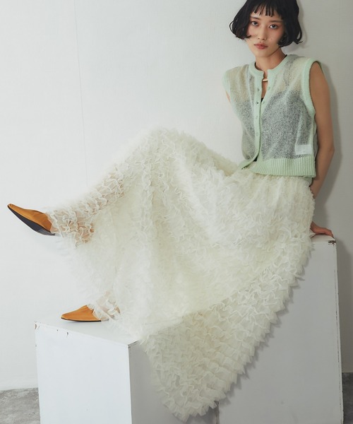 ANOTHER S（アナザーエス）の「ティアードチュールロングスカート（スカート・レディース・ブラック/アイボリー・FREE）」の15枚目の写真