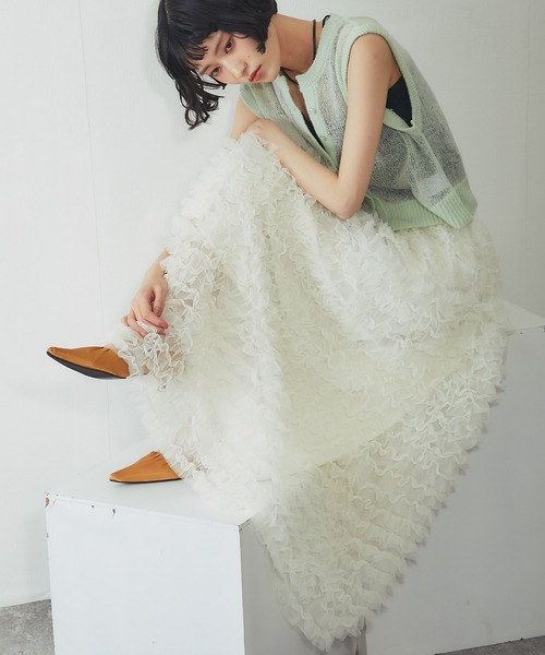 ANOTHER S（アナザーエス）の「ティアードチュールロングスカート（スカート・レディース・ブラック/アイボリー・FREE）」の22枚目の写真