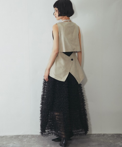 ANOTHER S（アナザーエス）の「ティアードチュールロングスカート（スカート・レディース・ブラック/アイボリー・FREE）」の12枚目の写真