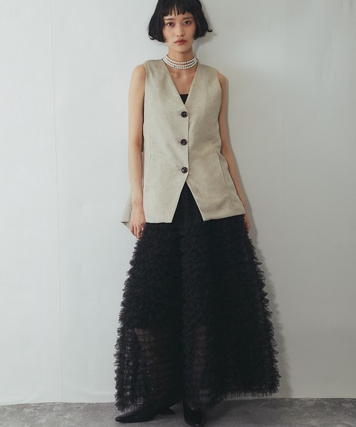 ANOTHER S（アナザーエス）の「ティアードチュールロングスカート（スカート・レディース・ブラック/アイボリー・FREE）」の11枚目の写真