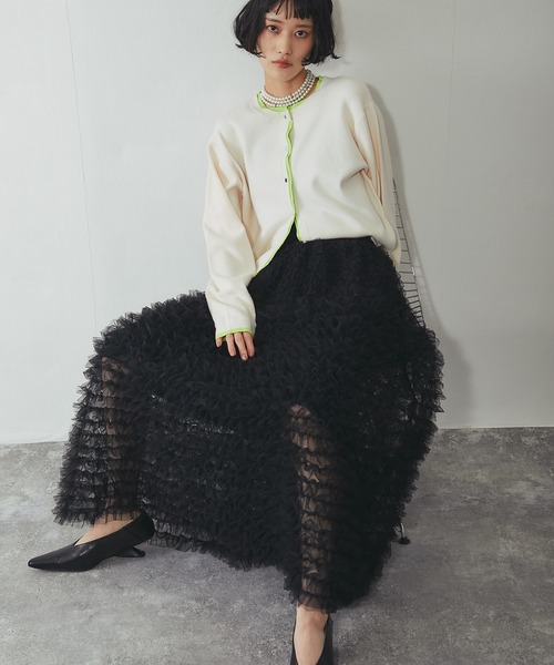 ANOTHER S（アナザーエス）の「ティアードチュールロングスカート（スカート・レディース・ブラック/アイボリー・FREE）」の8枚目の写真