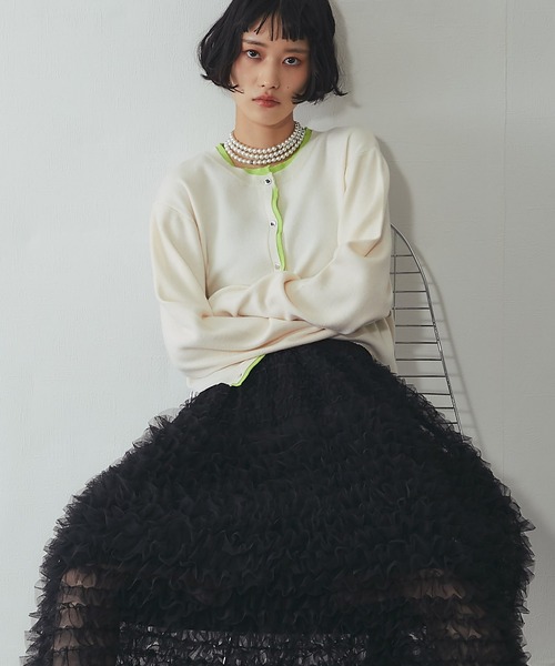 ANOTHER S（アナザーエス）の「ティアードチュールロングスカート（スカート・レディース・ブラック/アイボリー・FREE）」の4枚目の写真