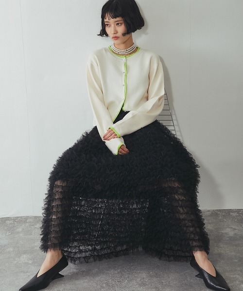 ANOTHER S（アナザーエス）の「ティアードチュールロングスカート（スカート・レディース・ブラック/アイボリー・FREE）」の14枚目の写真