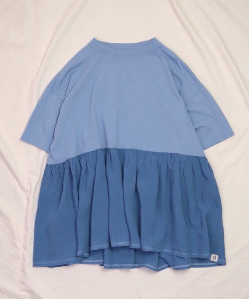 Brocante（ブロカント）の「[Brocante / ブロカント] 30/1ベーシック天竺×リヨセルポプリンエスカリエールTシャツ（Tシャツ/カットソー・レディース・イエロー/ブルー・2）」の6枚目の写真
