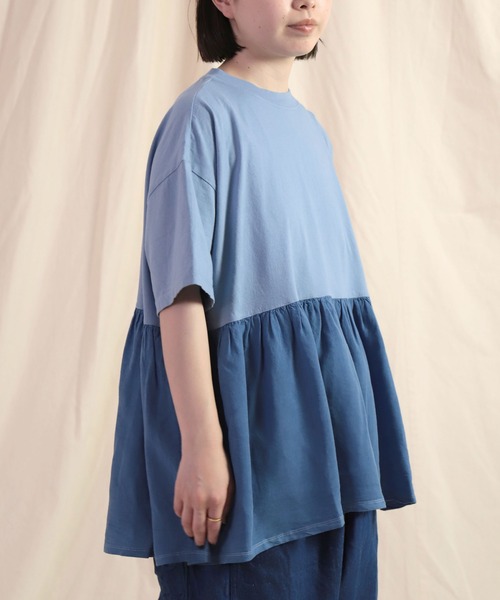 Brocante（ブロカント）の「[Brocante / ブロカント] 30/1ベーシック天竺×リヨセルポプリンエスカリエールTシャツ（Tシャツ/カットソー・レディース・イエロー/ブルー・2）」の3枚目の写真