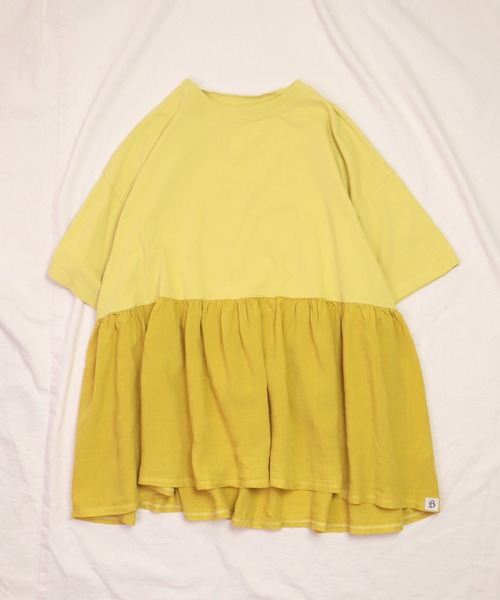 Brocante（ブロカント）の「[Brocante / ブロカント] 30/1ベーシック天竺×リヨセルポプリンエスカリエールTシャツ（Tシャツ/カットソー・レディース・イエロー/ブルー・2）」の11枚目の写真