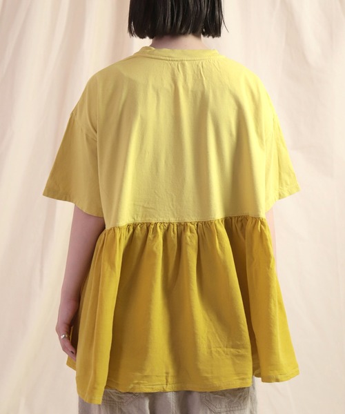 Brocante（ブロカント）の「[Brocante / ブロカント] 30/1ベーシック天竺×リヨセルポプリンエスカリエールTシャツ（Tシャツ/カットソー・レディース・イエロー/ブルー・2）」の14枚目の写真