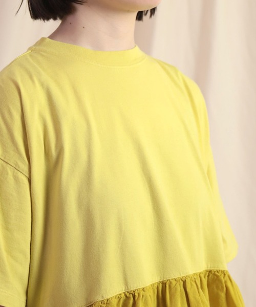 Brocante（ブロカント）の「[Brocante / ブロカント] 30/1ベーシック天竺×リヨセルポプリンエスカリエールTシャツ（Tシャツ/カットソー・レディース・イエロー/ブルー・2）」の15枚目の写真
