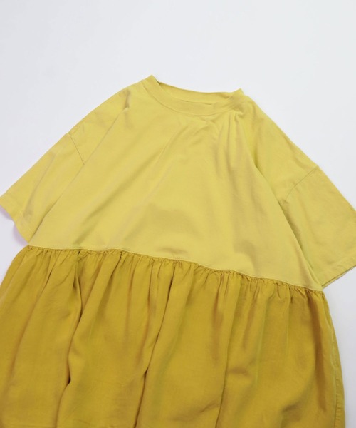 Brocante（ブロカント）の「[Brocante / ブロカント] 30/1ベーシック天竺×リヨセルポプリンエスカリエールTシャツ（Tシャツ/カットソー・レディース・イエロー/ブルー・2）」の18枚目の写真
