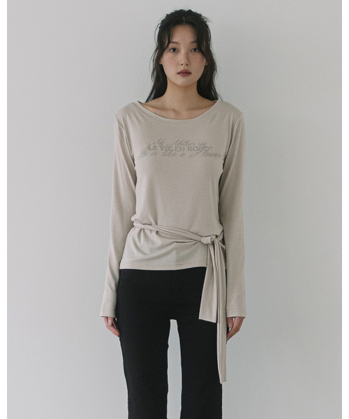 HAVISM(ヘビズム)の「LVER BOAT NECK L/S TEE(BEIGE)(Tシャツ/カットソー・レディース・その他・ONE SIZE)」の1枚目の写真