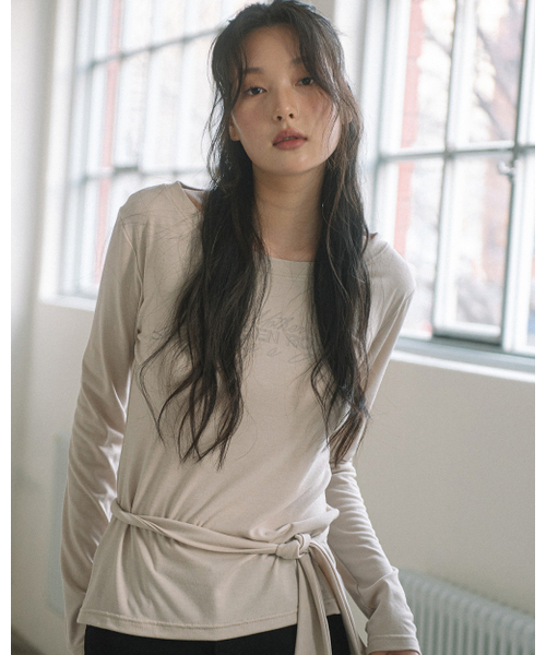 HAVISM(ヘビズム)の「LVER BOAT NECK L/S TEE(BEIGE)(Tシャツ/カットソー・レディース・その他・ONE SIZE)」の3枚目の写真