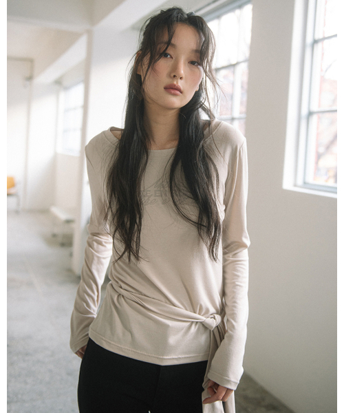 HAVISM(ヘビズム)の「LVER BOAT NECK L/S TEE(BEIGE)(Tシャツ/カットソー・レディース・その他・ONE SIZE)」の4枚目の写真