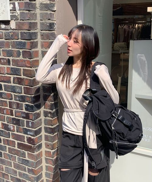 HAVISM(ヘビズム)の「LVER BOAT NECK L/S TEE(BEIGE)(Tシャツ/カットソー・レディース・その他・ONE SIZE)」の5枚目の写真
