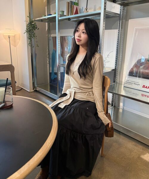 HAVISM(ヘビズム)の「LVER BOAT NECK L/S TEE(BEIGE)(Tシャツ/カットソー・レディース・その他・ONE SIZE)」の6枚目の写真