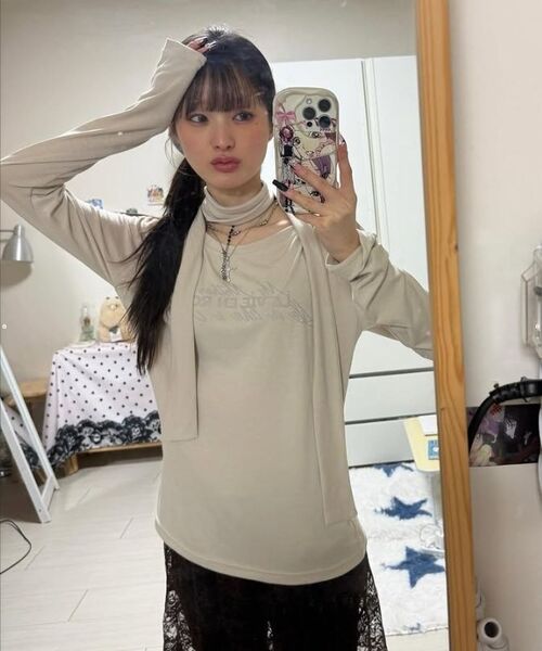 HAVISM(ヘビズム)の「LVER BOAT NECK L/S TEE(BEIGE)(Tシャツ/カットソー・レディース・その他・ONE SIZE)」の9枚目の写真