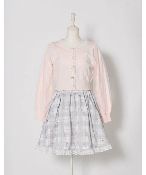 mellfy memory(メルフィーメモリー)の「Sweet heart love check onepiece(ワンピース・レディース・ベージュ/ピンク・S/M)」の4枚目の写真