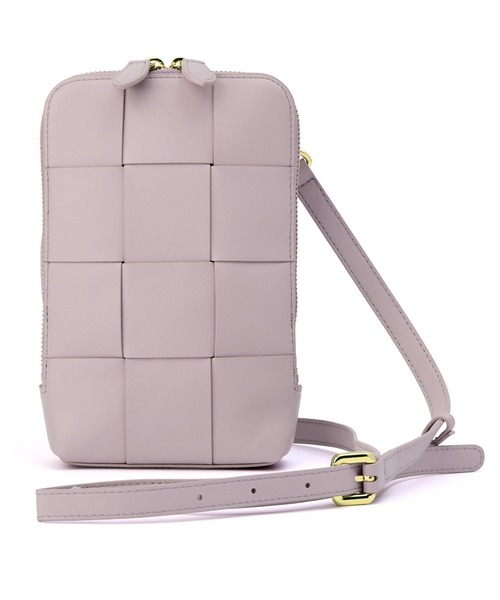 mieno（ミエノ）の「[mieno]イタリアンシープスキンメッシュ スマホポーチ（ショルダーバッグ・レディース・ターコイズブルー/ラベンダー/シルバー/オフホワイト/ブラック・FREE）」の5枚目の写真