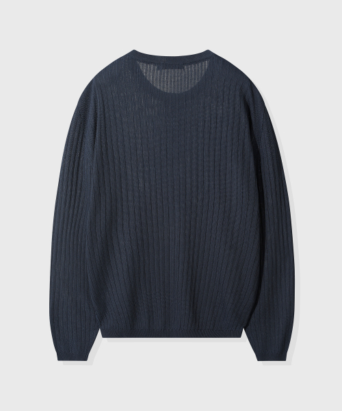 KIIMUIR（キミュア）の「クールタッチヘンリーネッククロップニット_ネイビー（ニット/セーター・メンズ・ネイビー・MEDIUM/LARGE/X-LARGE）」の4枚目の写真