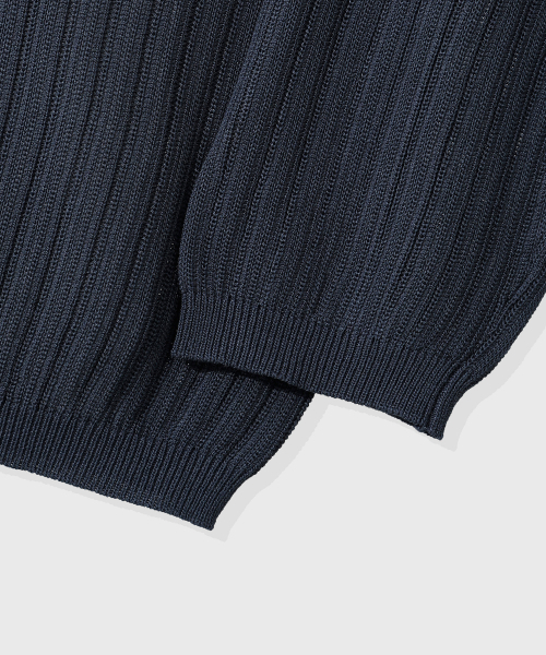 KIIMUIR（キミュア）の「クールタッチヘンリーネッククロップニット_ネイビー（ニット/セーター・メンズ・ネイビー・MEDIUM/LARGE/X-LARGE）」の7枚目の写真