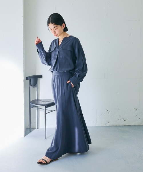 CROSS FUNCTION(クロスファンクション)の「《接触冷感》サマ美え とろみフレアマーメードスカート【CROSS FUNCTION/クロスファンクション】(スカート・レディース・チャコールグレー/ベージュ・L/M/LL)」の20枚目の写真