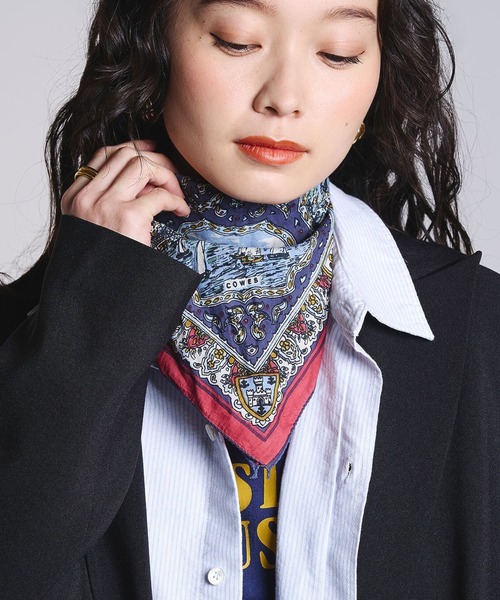BINDU)Cotton Voile Wight Map Bandana（バンダナ/スカーフ）｜BINDU