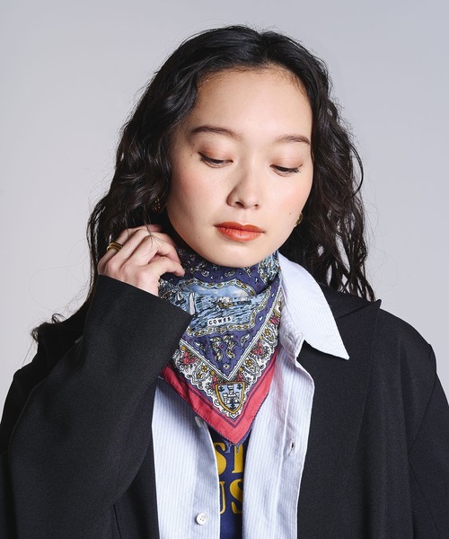 BINDU(ビンドゥー)の「(BINDU)Cotton Voile Wight Map Bandana(バンダナ/スカーフ・レディース・ライトパープル・ONE SIZE)」の2枚目の写真