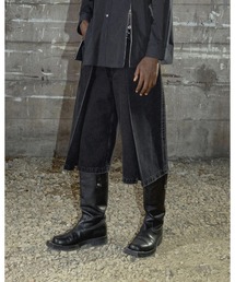 JOHN LAWRENCE SULLIVAN | JOHN LAWRENCE SULLIVAN WASHED DENIM TUCKED WIDE SHORTS (2A009-0426-20)(その他パンツ)