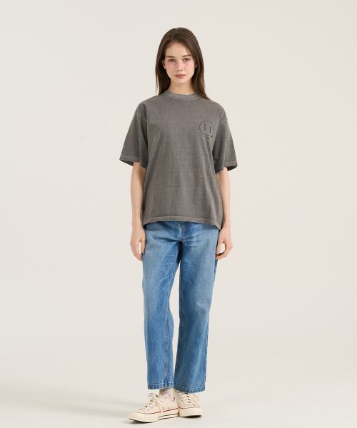 LEVHEARTED(レブハティッド)の「ジオコソスマイルショートシャツ - グレー(Tシャツ/カットソー・レディース・ライトグレー・MEDIUM)」の1枚目の写真