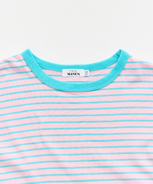 pairmanon(ペアマノン)の「【綿100%】ユニセックス バックタグ付き 配色ボーダー半袖Tシャツ(Tシャツ/カットソー・キッズ・ピンク/ブルー/グリーン/ライトブルー・140/150/90/100/110/120/130)」の20枚目の写真
