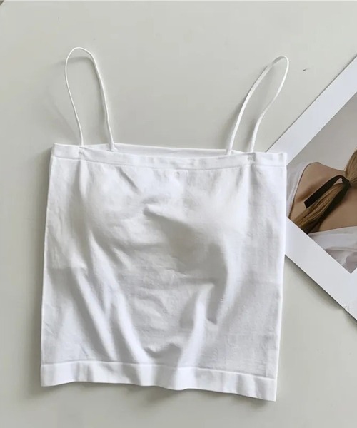 CLOTHY(クロシィ)の「【コンパクトなベアトップスタイル♪】カップ付ストレッチキャミソール(キャミソール・レディース・モカ/ブラック/オフホワイト・FREE)」の7枚目の写真