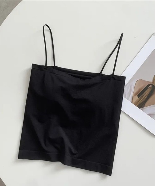 CLOTHY(クロシィ)の「【コンパクトなベアトップスタイル♪】カップ付ストレッチキャミソール(キャミソール・レディース・モカ/ブラック/オフホワイト・FREE)」の8枚目の写真