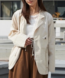 Garance et VioLette/ギャランスエトヴィオレット 綿麻キャンバス生地 アシンメトリー リネンテーラードジャケット 秋服 2026年秋冬 冬服