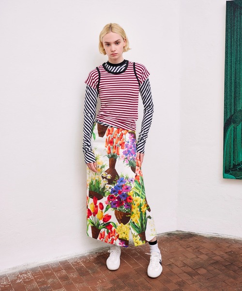 MSGM（エムエスジーエム）の「FLOWERペイント キャンバスラップスカート（スカート・レディース・マルチ・40）」の5枚目の写真