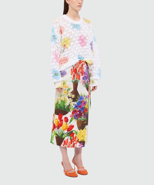 MSGM（エムエスジーエム）の「FLOWERペイント キャンバスラップスカート（スカート・レディース・マルチ・40）」の4枚目の写真