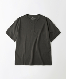 HENLEY NECK HALF SLEEVE TEE_CHARCOAL