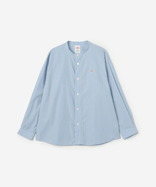 DANTON | コットンポプリン 長袖バンドカラーシャツ STRIPE MEN