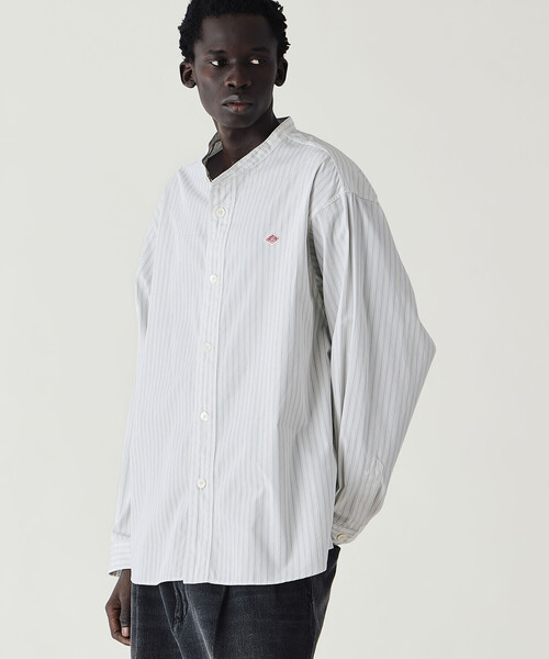 DANTON（ダントン）の「DANTON | コットンポプリン 長袖バンドカラーシャツ STRIPE MEN（シャツ/ブラウス・メンズ・グレー系その他/ブルー系その他・40/42）」の6枚目の写真