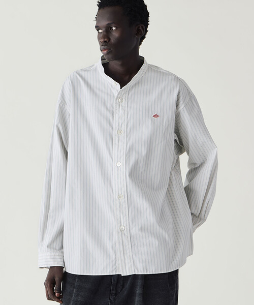 DANTON（ダントン）の「DANTON | コットンポプリン 長袖バンドカラーシャツ STRIPE MEN（シャツ/ブラウス・メンズ・グレー系その他/ブルー系その他・40/42）」の5枚目の写真