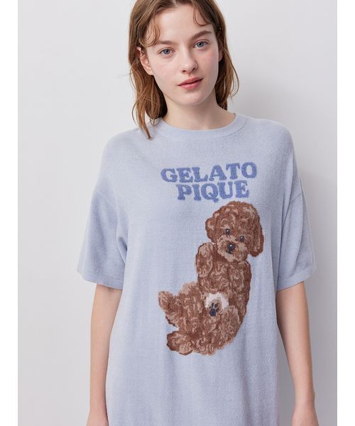gelato pique（ジェラートピケ）の「ドッグジャガードワンピース（ルームワンピース・レディース・ブルー/ライトピンク/クリーム・F）」の8枚目の写真