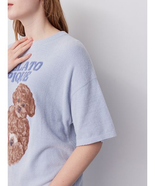 gelato pique（ジェラートピケ）の「ドッグジャガードワンピース（ルームワンピース・レディース・ブルー/ライトピンク/クリーム・F）」の9枚目の写真