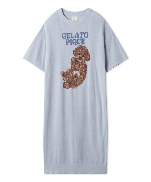 gelato pique（ジェラートピケ）の「ドッグジャガードワンピース（ルームワンピース・レディース・ブルー/ライトピンク/クリーム・F）」の11枚目の写真