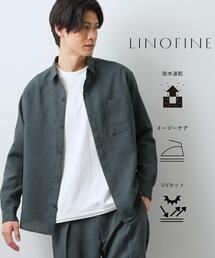 THE SHOP TK （ザ ショップ ティーケー ）の「【LINO FINE】リネンライク 長袖シャツ UVカット/イージーケア/吸水速乾/洗濯機OK（シャツ/ブラウス）」