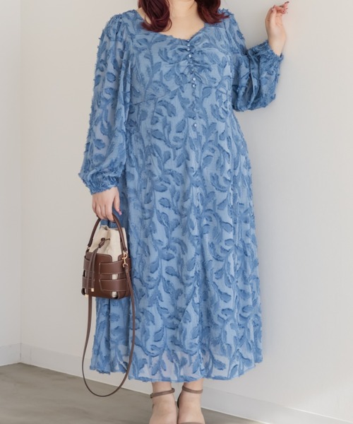 CLETTE(クレット)の「CLETTEオリジナルハートネックリーフフリンジワンピース(ワンピース・レディース・ブルー/ブラック/ピンク・4L/3L/LL)」の7枚目の写真