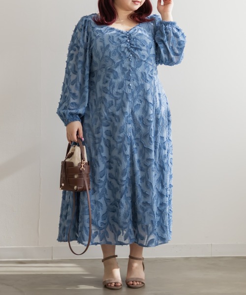 CLETTE(クレット)の「CLETTEオリジナルハートネックリーフフリンジワンピース(ワンピース・レディース・ブルー/ブラック/ピンク・4L/3L/LL)」の8枚目の写真