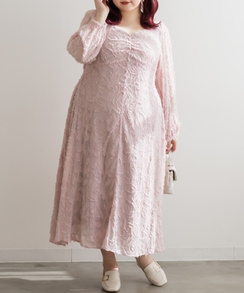 CLETTE(クレット)の「CLETTEオリジナルハートネックリーフフリンジワンピース(ワンピース・レディース・ブルー/ブラック/ピンク・4L/3L/LL)」の11枚目の写真