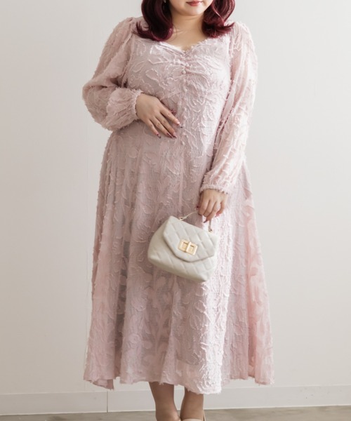 CLETTE(クレット)の「CLETTEオリジナルハートネックリーフフリンジワンピース(ワンピース・レディース・ブルー/ブラック/ピンク・4L/3L/LL)」の10枚目の写真