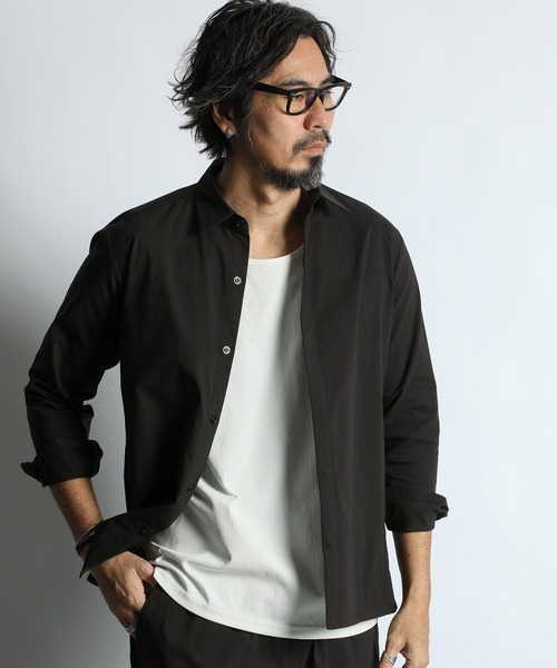 The DUFFER of ST.GEORGE(ザダファーオブセントジョージ)の「SUPER STRETCH FLY-FRONT SHIRT BLOUSON:セットアップ対応 フライフロント スーパーストレッチ シャツブルゾン(シャツ/ブラウス・メンズ・ブラック/ブラウン/ネイビー・MEDIUM/LARGE/X-LARGE)」の4枚目の写真
