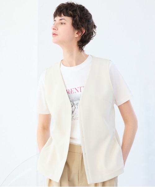 R-ISM（リズム）の「【吸水速乾・抗菌防臭・洗える】バックシアージレ（ベスト・レディース・ライトベージュ/ブラック・4）」の3枚目の写真