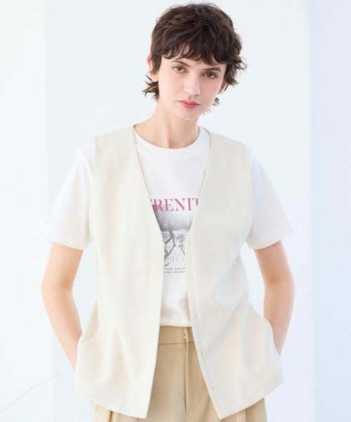 R-ISM（リズム）の「【吸水速乾・抗菌防臭・洗える】バックシアージレ（ベスト・レディース・ライトベージュ/ブラック・4）」の4枚目の写真