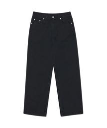 STRAIGHT WIDE COTTON PANTS - BLACK